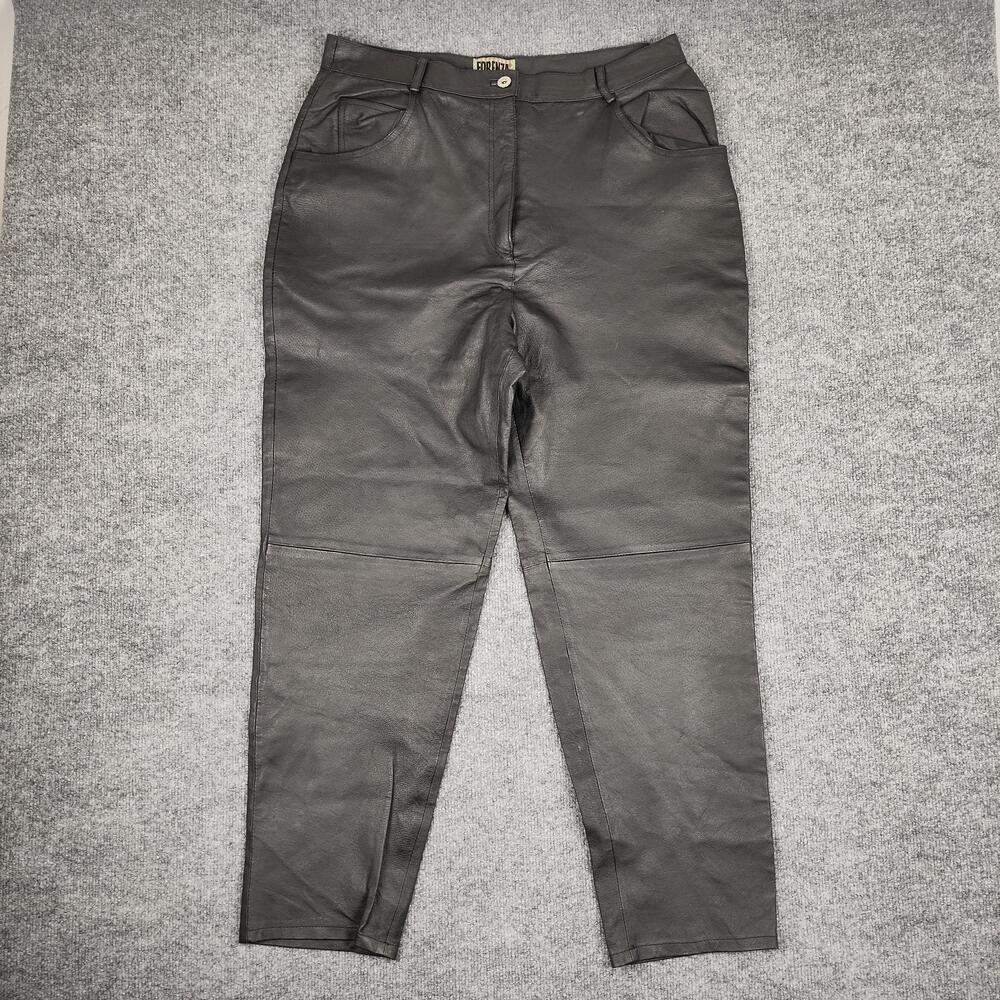 Vintage Forenza Pants Womens 18 Black Leather Lined High Rise Tapered Dress 90s
